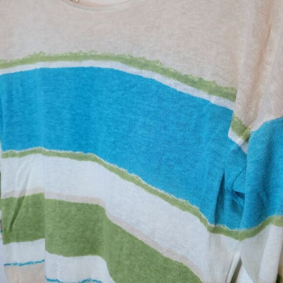 Charter Club Striped Linen Blend Top Size Large - Picture 3 of 10